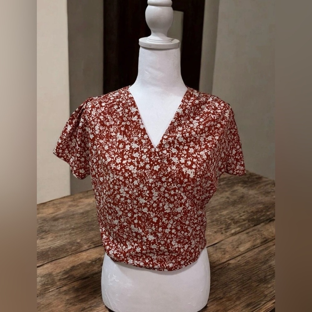 HYFVE Red and White Floral Blouse